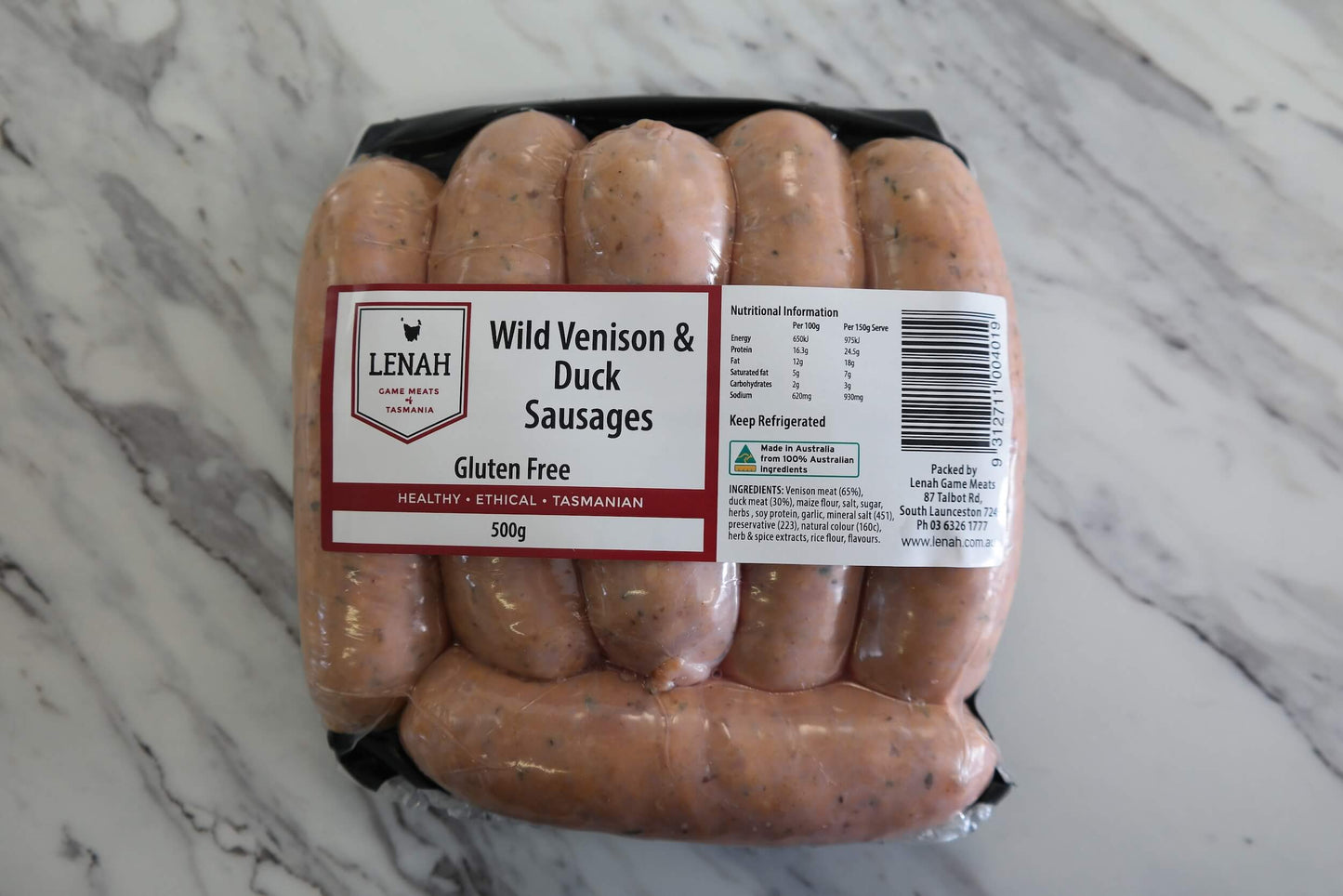 Venison and Duck Sausages 500gm