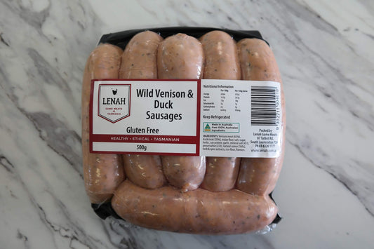 Venison and Duck Sausages 500gm
